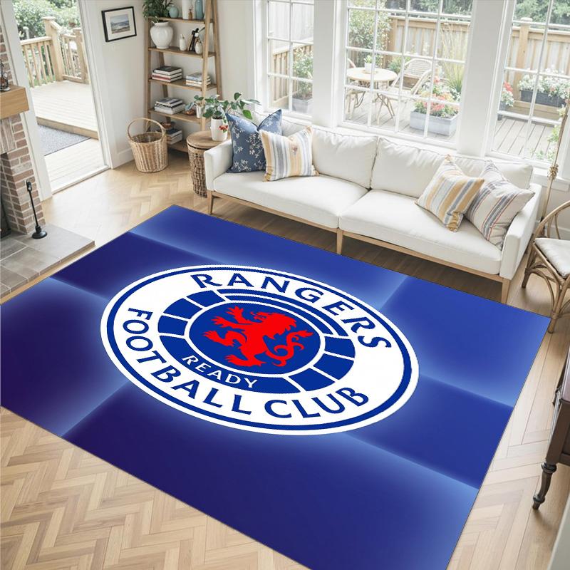 Rangers FC Design Crystal Velvet Carpet Cozy Non?Slip Printed Rug For Bedroom Living Room Entrance