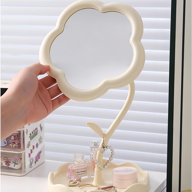 360 ° Rotating Sunflower Makeup Mirror with Bottom Stand,Storage for Bedrooms,Dormitories,and Dressers,High Definition Mirroring