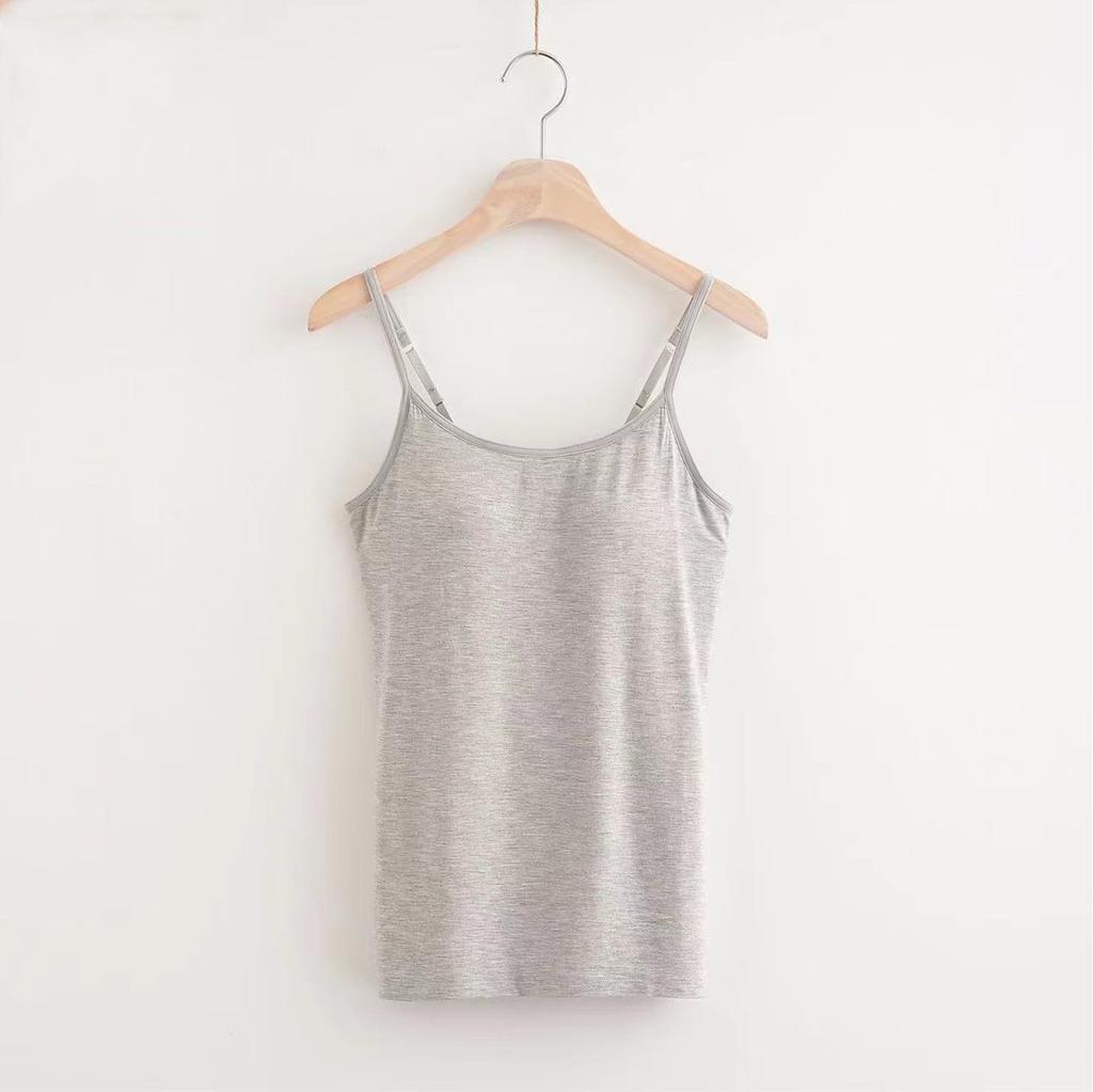 Women's Sexy Soft Cozy Camisole with Built In Bra Adjustable Shoulder Strap Vest Tank Tops