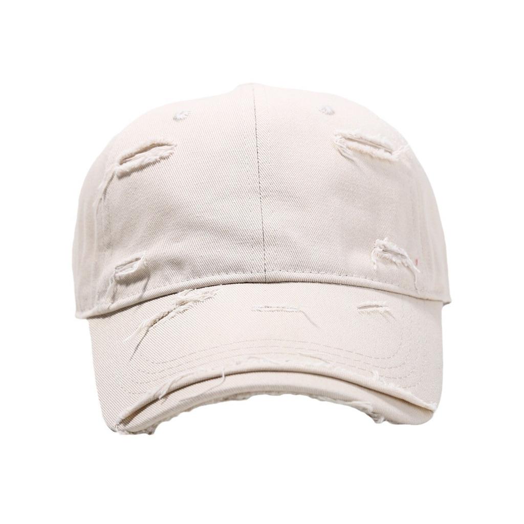 Fashion Hat Baseball Cap Women's New Spring and Summer Versatile Soft Top Hip Hop Cap Outdoor Student Retro Personality Ripped Sun Hat