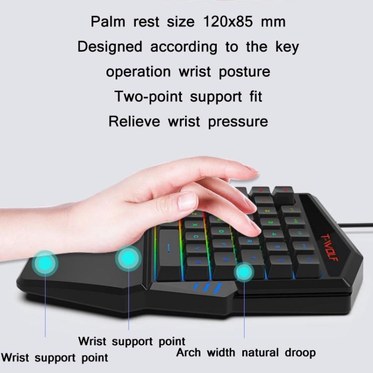 T-WOLF Mobiles Gaming Einhand-Tastatur, Spezifikation: Tastatur+Maus+Thron