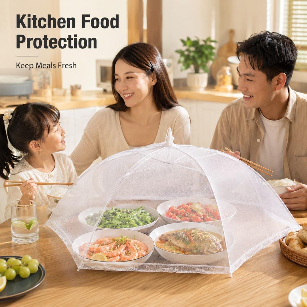 Foldable Mesh Food Cover Pop Up Umbrella Shield for Fruit Vegetables Meals Kitchen Table Picnic Camping and Outdoor Dining