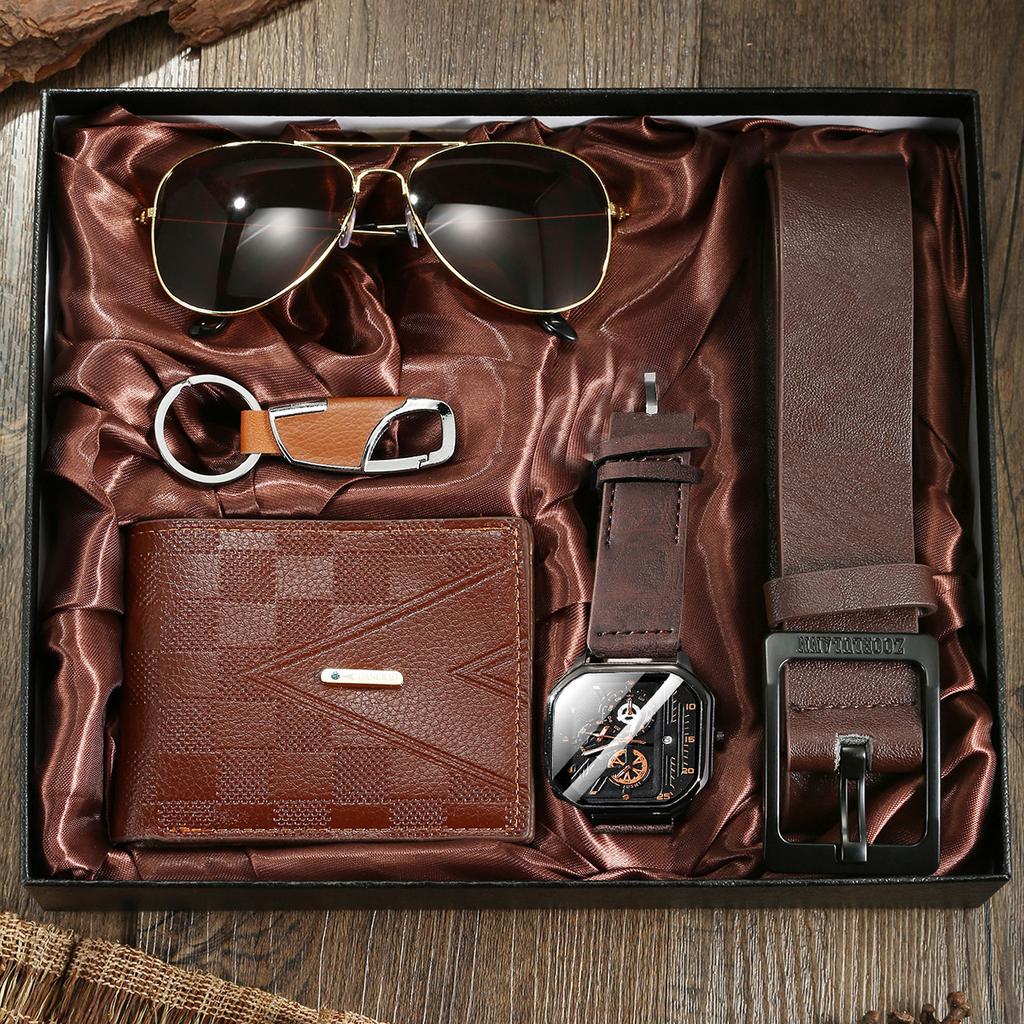 Boxed Fashion Men's Quartz Watch Wallet Sunglasses Belt Men's Luxury Gift Sets Father's Day Gifts Factory Cheap Price