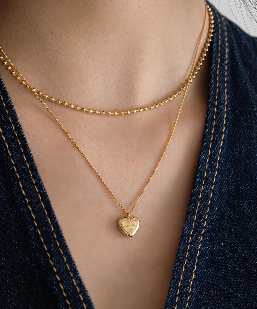 Scaletto Cke201[Renewal][2Set][Surgical Steel]Two Rows Of Heart Layered Necklace (2Colors)