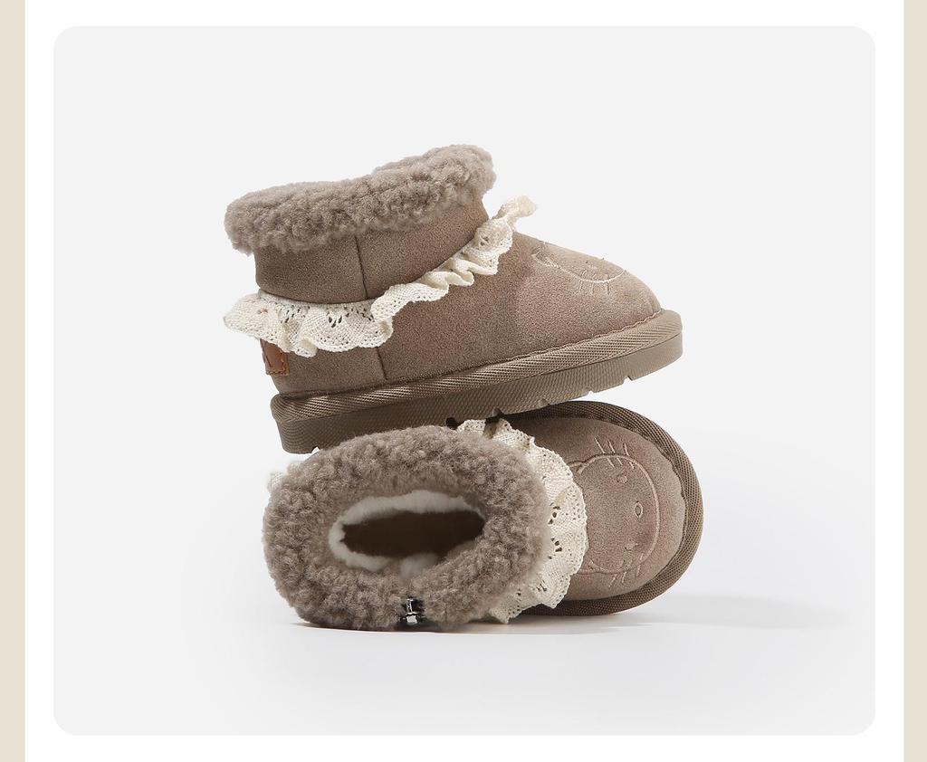 2025 Winter Toddler Girls' Thick Sole Plush Cotton Snow Boots - Outdoor Wear, Plus Velvet, Warm