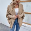 Drizzle 2026 Women's Batwing Sleeve Knitted Cardigan Sweater Solid Color, European & American Style.
