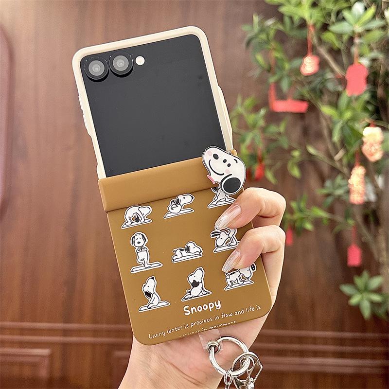 Korean Cartoon 9-Grid Phone Case for Samsung ZFlip6/Z5 with Color Block and Magnetic Stand