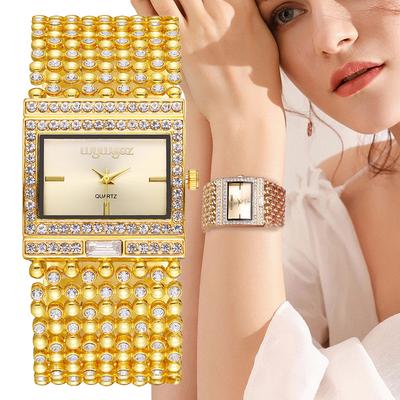 Damen Quadratische Quarz Uhr Mode Marke Leichter Luxus Edelstahl Armband Mädchen Diamant Armbanduhren