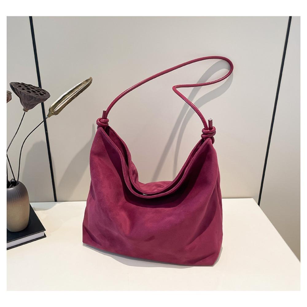 

New Faux Suede Shoulder Bag Large Capacity Soft Leathe Crossbody Bag Magnetic Snap Tote Bag Daily Work красный
