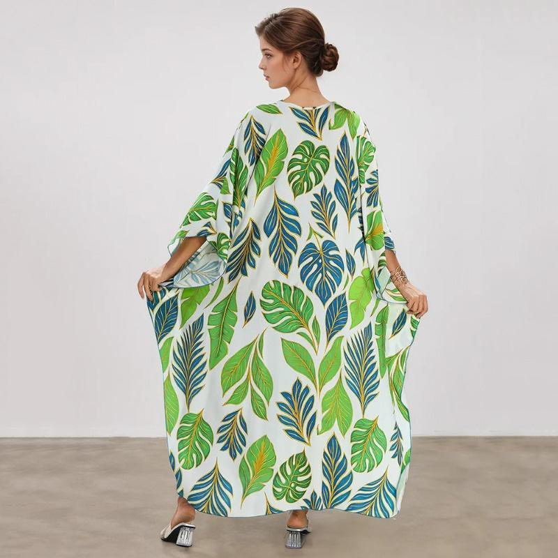 XITAO Loose Bat Wing Sleeve V-neck Dress GJ1197