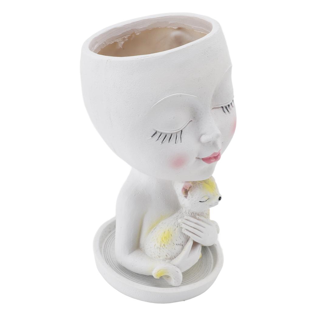 Planter with Face Flower Pot, Resin Head Pot with Drainage Holes, Ideal for and Home Garden Decoration, Without