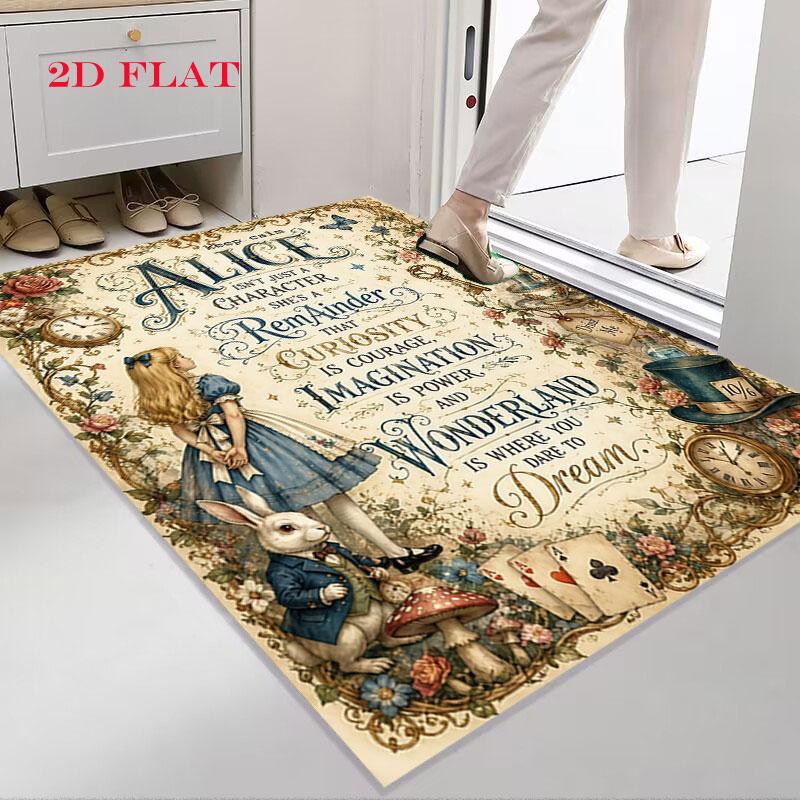 Alice Wonderland Tea Carpet Rug for Living Room Bedroom Home Sofa Decoration,Kids Play Nonslip Floor Mat