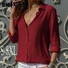 Women's Fashion Casual Solid Color Print Long Sleeve POLO Neck Blouses & Shirts