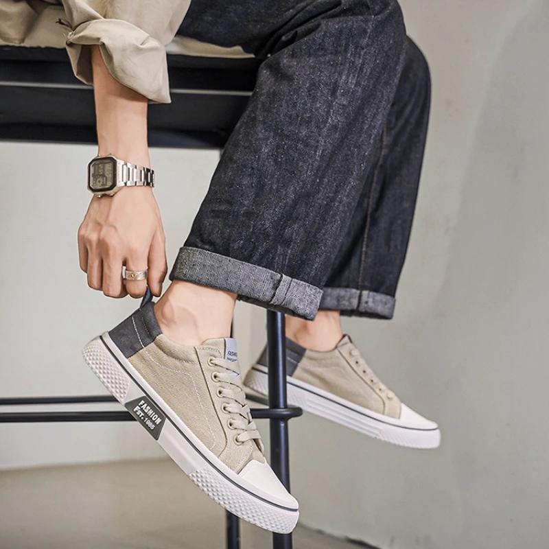 Mens Shoes  New Mens Canvas Shoes Comfortable Plus Size 37-48 Skateboarding Shoes Wear Resistant Fashion Men Casual Sneakers
