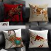 Artistic Retro Horse Cushion Cover Natural Linen Organic Fabric DoubleSided Printing Sofa Home Decor Breathable