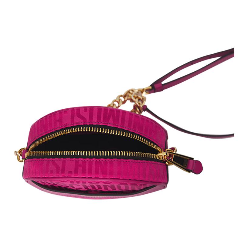 Moschino Gold Logo Letter Zipper Closure Small Round Shoulder Crossbody Bag Women Bags Pink AEF2326M74158268