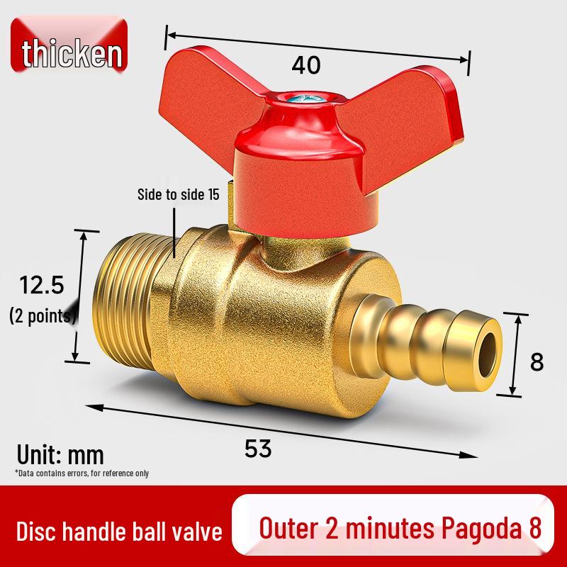 Heavy-Duty 1/2" Brass Ball Valve for Air and Water Pipes, Internal/External Thread
