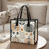 Bohemian Pumpkin Print Tote Bag Casual Canvas Shoulder Bag for Daily Use