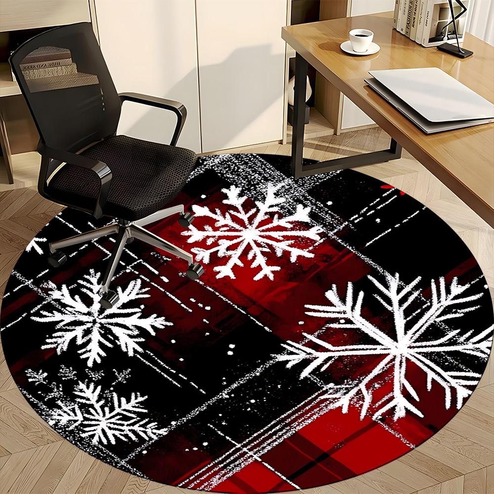 1pc Snowflake Pattern Chair Carpet for Office, Round Non Slip Durable Large Size Office Carpet, Suitable for Office