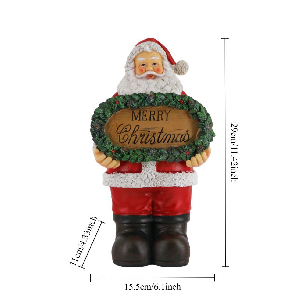 Santa Claus Resin Figurine with Merry Christmas Sign - Festive Home Decoration