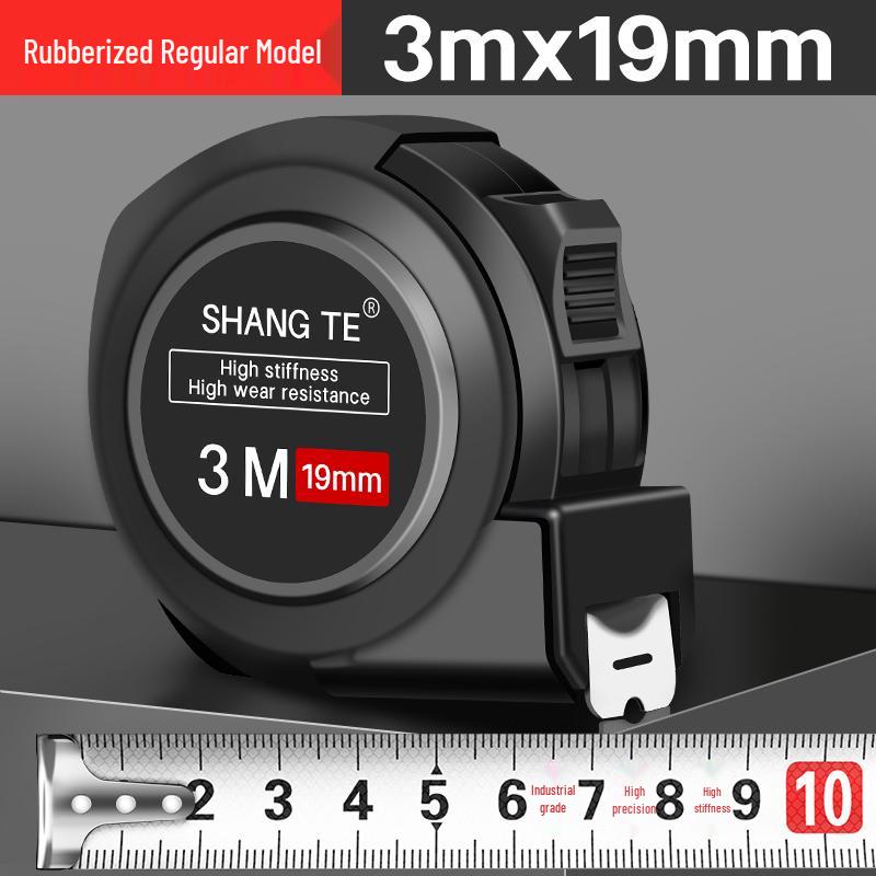 Rubberized 5m Fluorescent Steel Tape Measure - High Precision Laser Engraved Black Gold Ruler, Wear-Resistant Household Tool