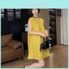 Summer Slimming Vintage Cotton Linen Dress With Round Neck For Casual And Travel Wear