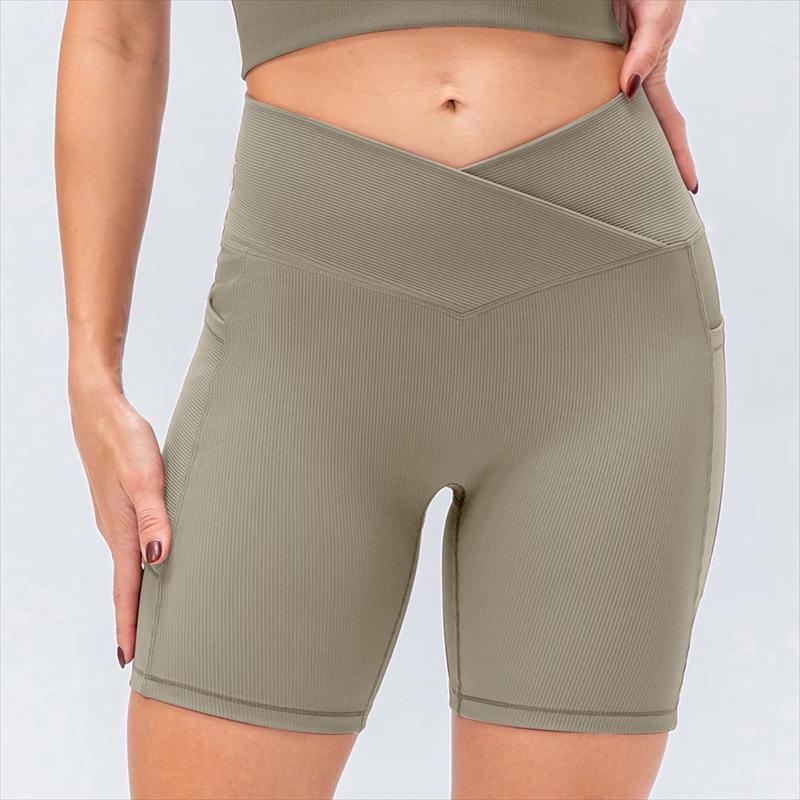 Yudong Women's High-Waisted Cross-Waist Yoga Shorts