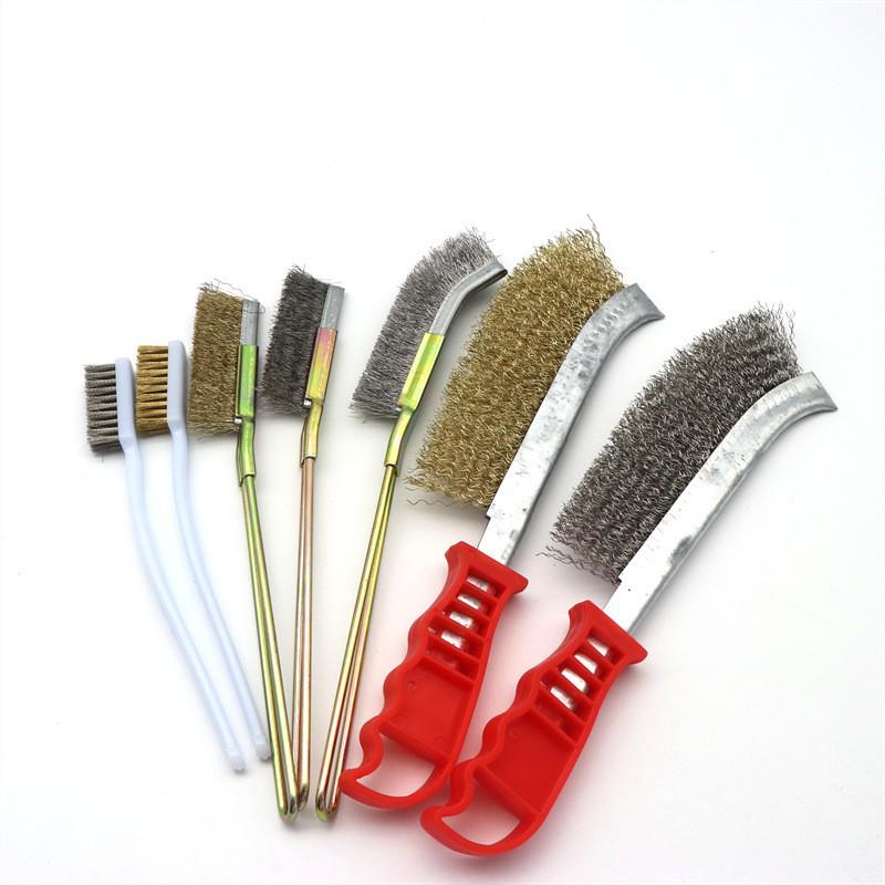Long Handle Stainless Steel and Copper Wire Brush for Rust Removal