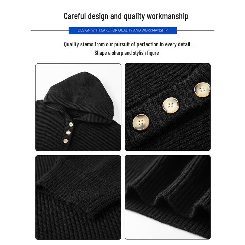 :CHOCOOLATEit Men's Loose Fit Hooded Knit Sweater