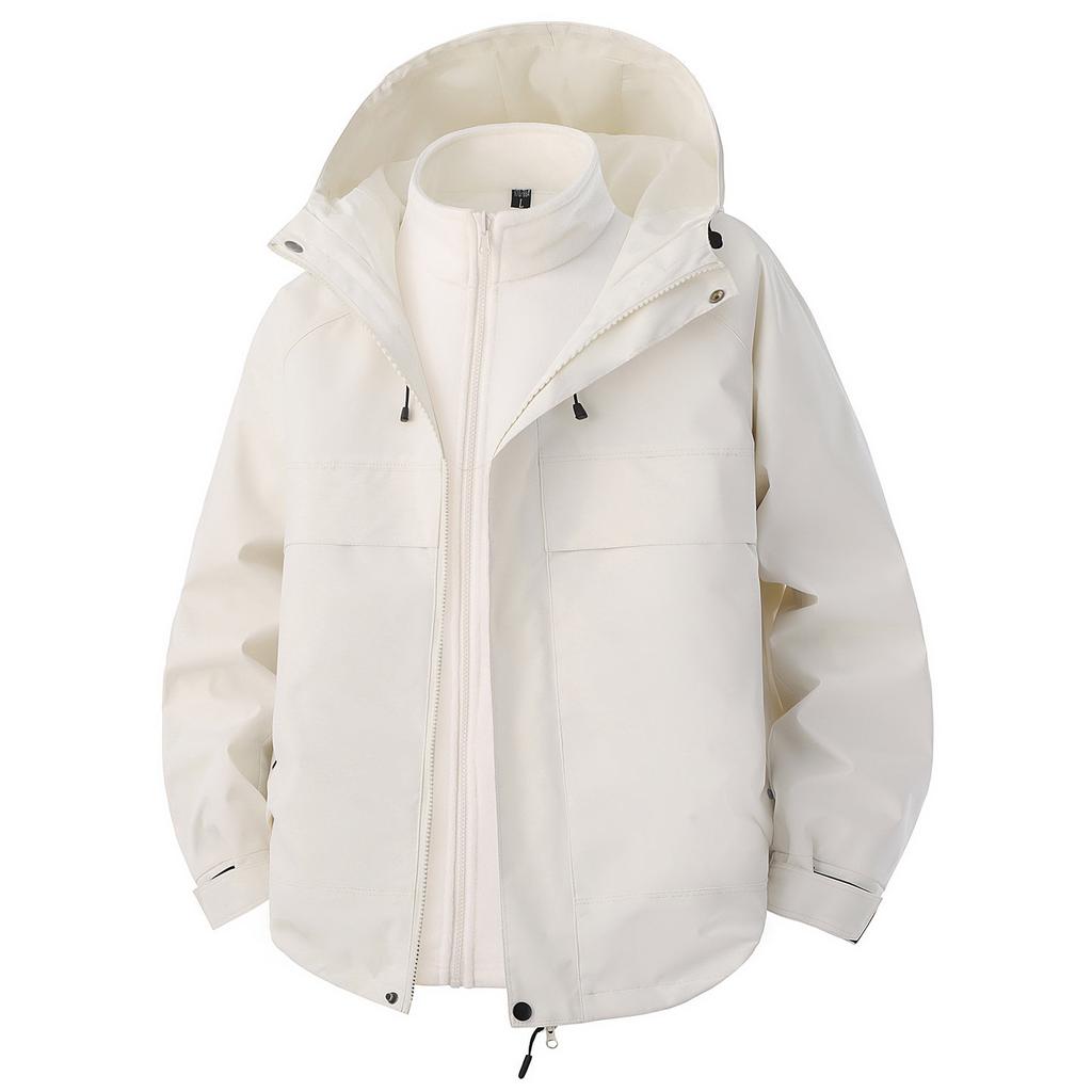 Spring and Autumn New Outdoor Leisure Three-in-One Shock Clothes Hooded Jacket Men's Workwear American Jacket Men's