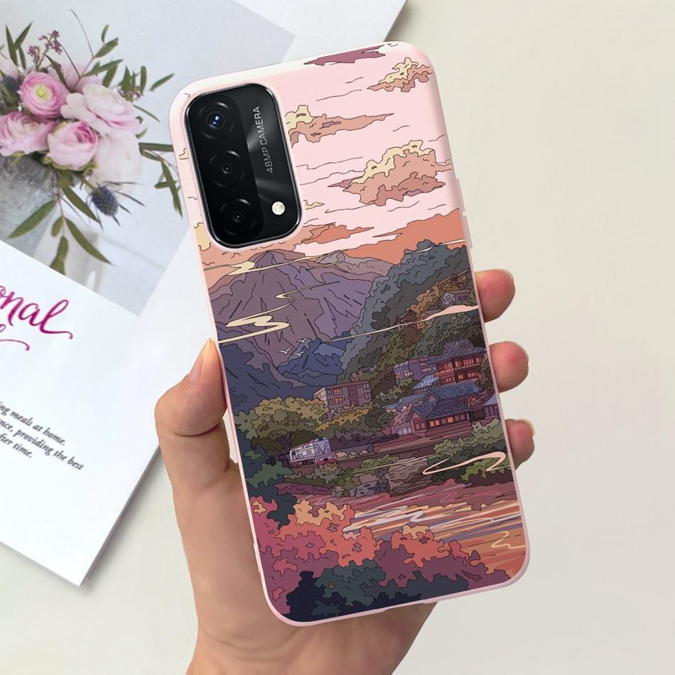 Für OPPO A93 5G Hülle Oppo A74 5G CPH2197 CPH2263 Modisches Mond Design Weiches Silikon Schutzhülle Handyhüllen