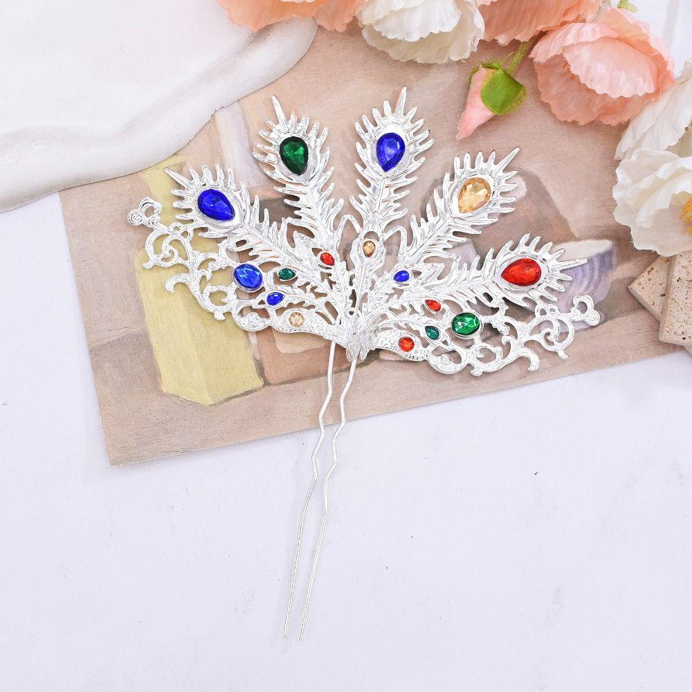 Gold Thai Hair Sticks Silver U-shaped Hair Fork Vintage Thai Metal Leaves Hairpin  Festival
