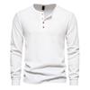 Waffle Henley T-Shirt Men Long Sleeve Basic Breathable Men's Tops Tee Shirts New Autumn Casual Solid Color Button T Shirts