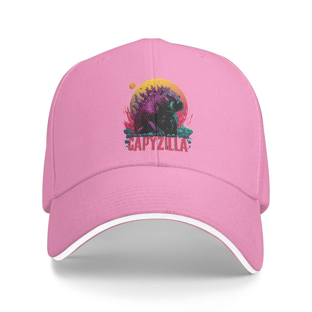 Capyzilla Capybara Baseball Cap Y2k Retro Men Adult Trucker Hat Breathable Custom Logo Running Hippie Snapback Cap