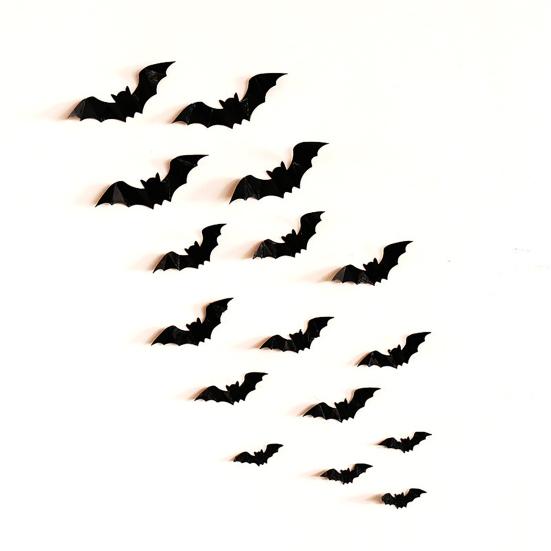 16 Pcs Halloween 3D Lighted Bat LED Bat Wall Stickers with Purple Light Spooky Light-up Glowing Bat Clings for Home Bar Halloween Party Decor
