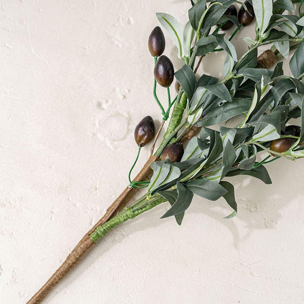 88CM Artificial Olive Fruit Branch Handmade Elegant Simulated Olive Leaf Plant Green Plastic Fake Olive Tree Wedding Party Decor