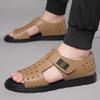 Fashion Summer Fashion Retro One-leg Roman Style Men's Sandals Designer New Hollow Soft Leather Outdoor Beach Sport Man Shoes
