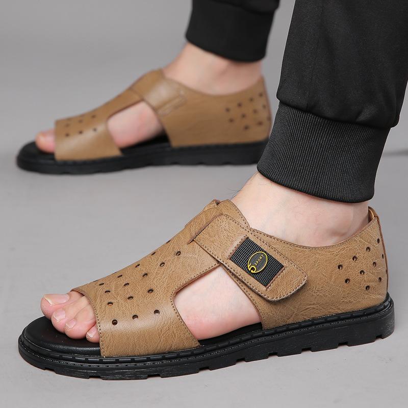 Fashion Summer Fashion Retro One-leg Roman Style Men's Sandals Designer New Hollow Soft Leather Outdoor Beach Sport Man Shoes