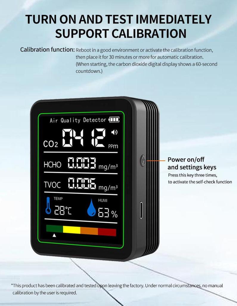 Smart Air Quality Detector: Formaldehyde, CO2, and TVOC Sensor