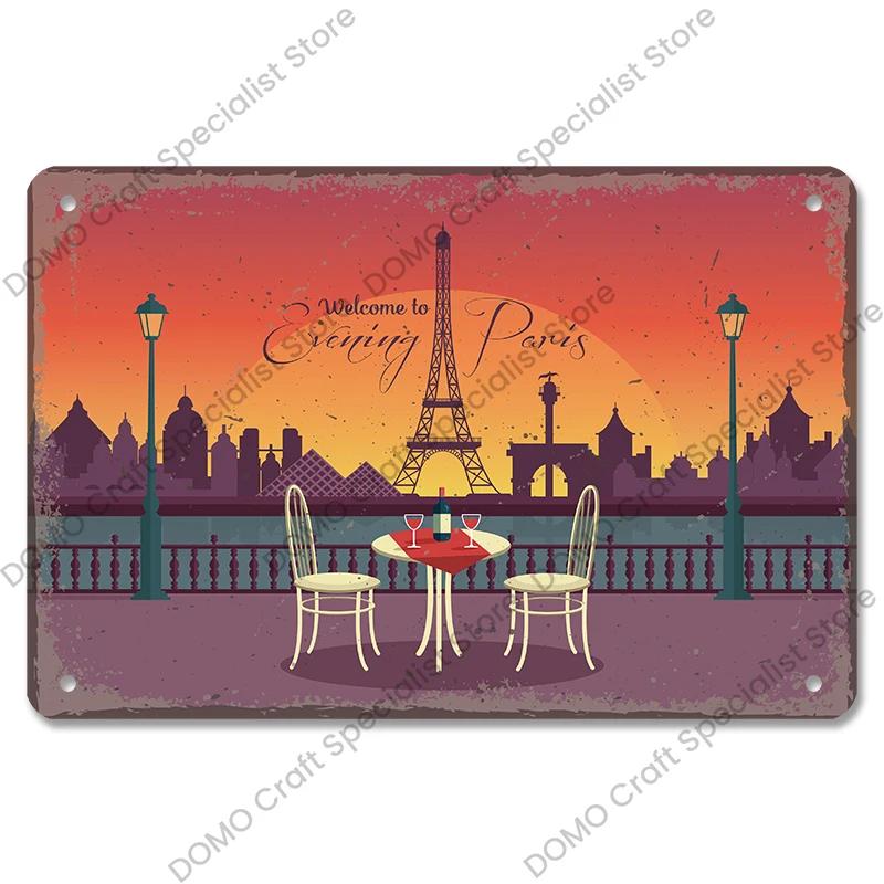 Vintage Paris City of Love Bastille Day Metal Tin Sign  French Wall Decor for Cafe Living Room Home  Retro Poster Plaque for Uni