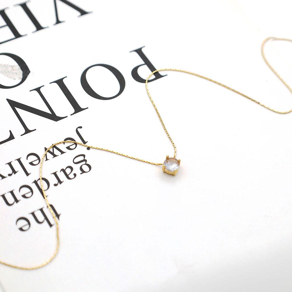 Niche Simple 18K Gold Bamboo Chain, The Same Four-Claw Zircon Necklace, Titanium Steel Non-Fading Jewelry, Women'S Versatile