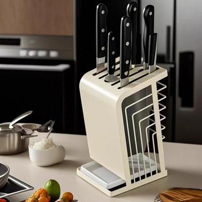 Bloque de Cuchillos de Metal con Base Estable Compartimentos Múltiples Diseño Hueco Transpirable Ahorro de Espacio Soporte para Cuchillos de Encimera de Cocina