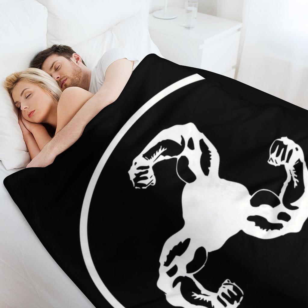 Bicep Logo (White on Black Disc) Throw Blanket Flannel Fabric Thermal Soft Plush Plaid Cute Plaid Blankets