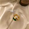French High-End Adjustable Emerald Ring for Women – Korean Style, Light Luxury Design, Trendy Index Finger Accessory.