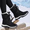 Women Waterproof Cotton Shoes High-top Snow Boots Fashion PU Leather Plush Boots Winter Outdoor Casual Shoes
