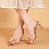 Fashion Low Slippers Women Summer Transparent Heel High-Heeled Shoes Lady Square heel Glitter Slides Pantofle Soft Block Jelly 2024 Sexy