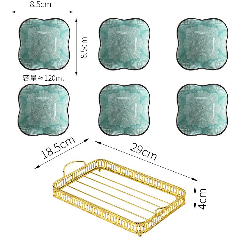 Ceramics Snack Platter Snack Bowl with Metal Frame Japanese-style Snacks Dried Fruit Dish with Golden Base Dim Sum Fruit Plate