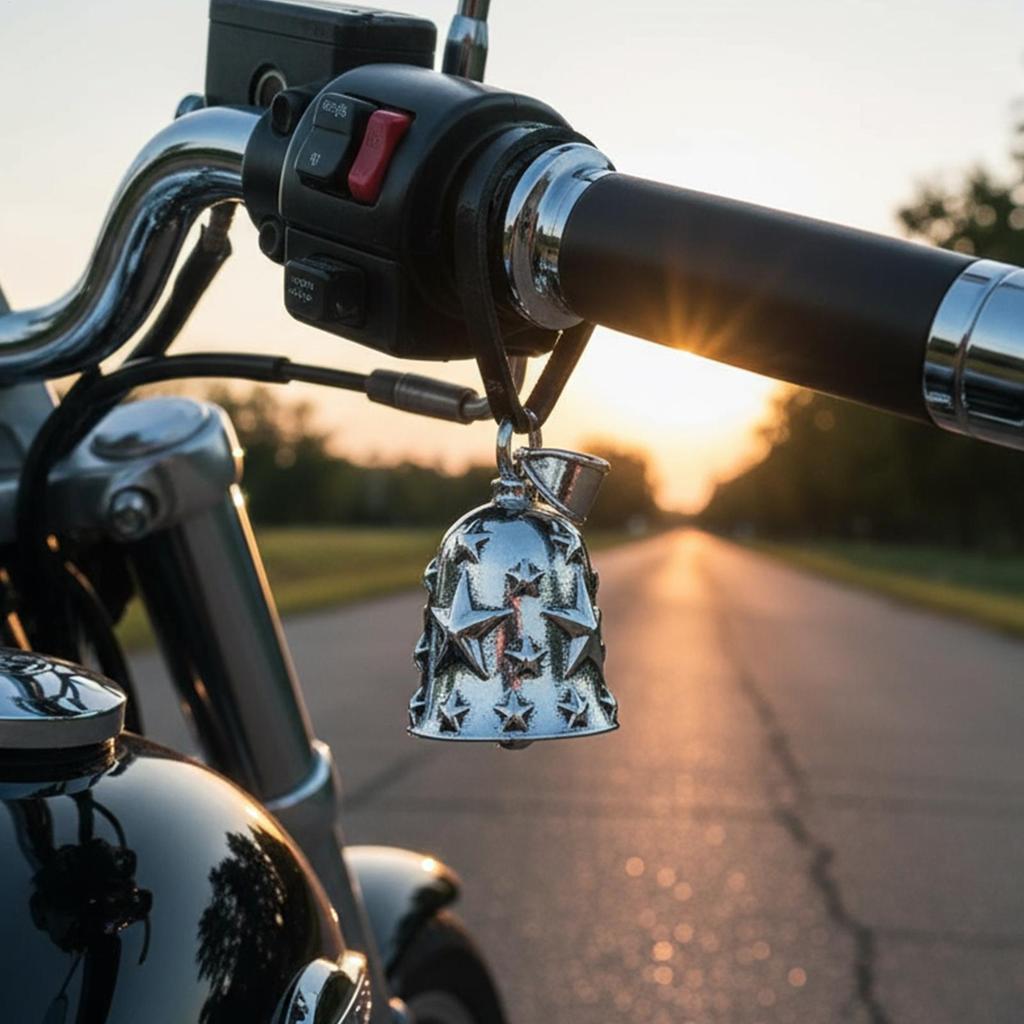 Alloy Motorcycle Bell Embossed Star Sturdy Ornament Motorcycle Riding Bell Keychain Pendant For Boys Women Men Girls Teens