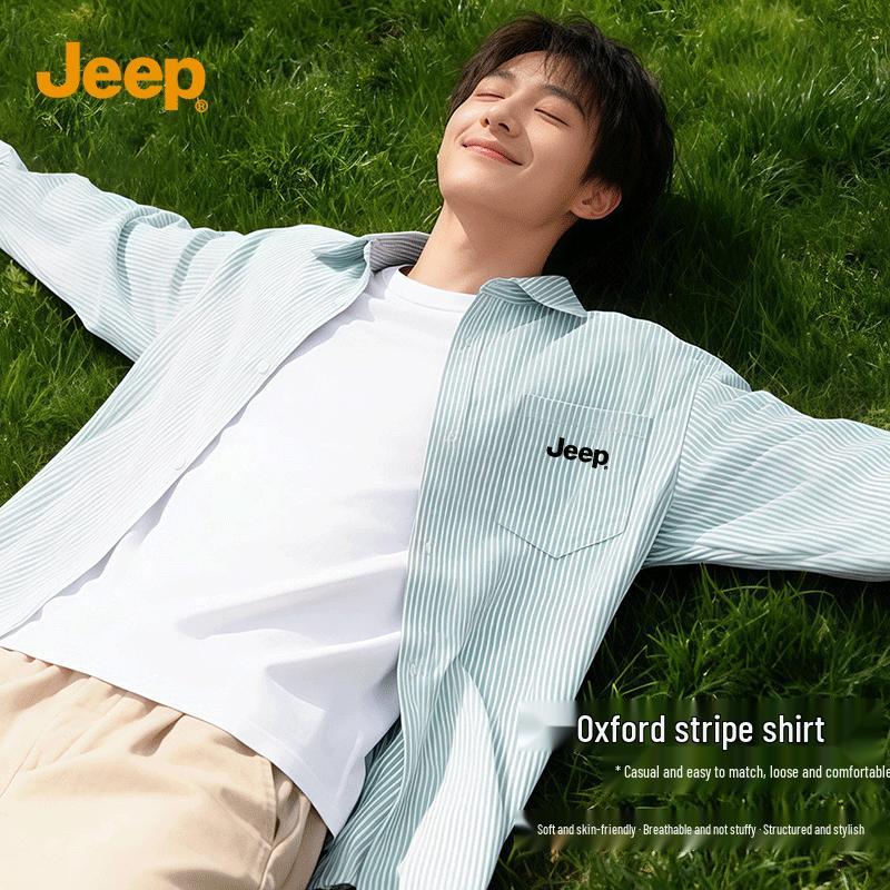 

JEEP Men s Oxford Striped Long-Sleeve Shirt 2XL