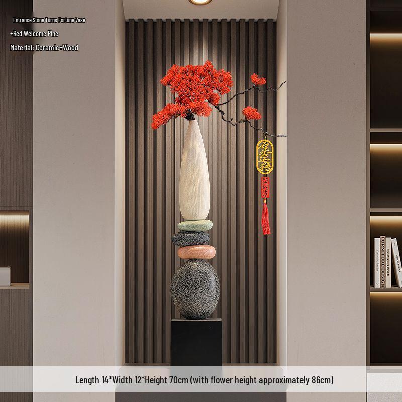 Slender Vertical Ceramic Vase Ornament for Living Room or Foyer